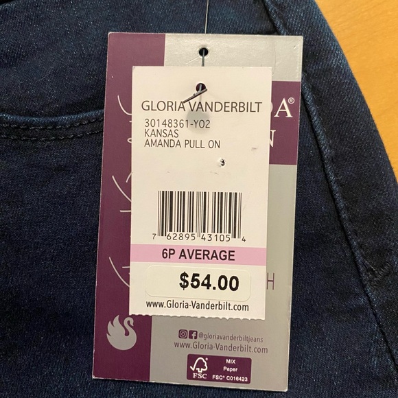 Gloria Vanderbilt Amanda Pull-on Slim Leg Classic Rise Jean Size 6 Petit… - Picture 4 of 15